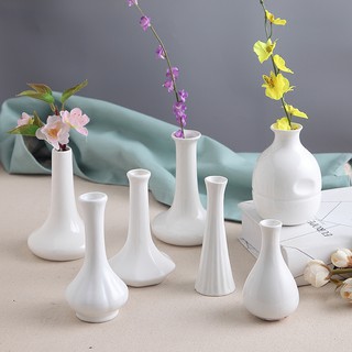Set 8 bình hoa sứ trắng Mini thiết kế hiện đại