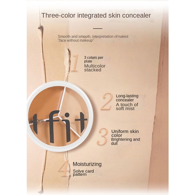 Tfit Bảng Kem Che Khuyết Điểm Ba Màu Ba Màu Che Phủ Quầng Thâm Và Lỗ Chân Lông Vô Hình Che Mụn Và Vết Thâm