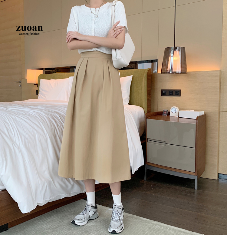 SUXI Chân Váy Chữ A Lưng Cao Nhiều Màu