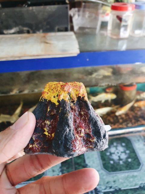 NÚI LỬA PHUN OXY TRANG TRÍ HỒ CÁ NON BỘ 5x7x4cm