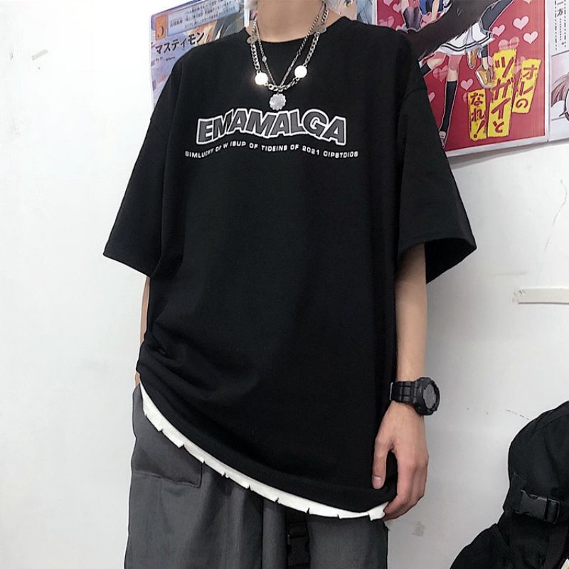 Áo Thun Unisex Tay Lỡ Oversize Nam Nữ In Dòng Chữ