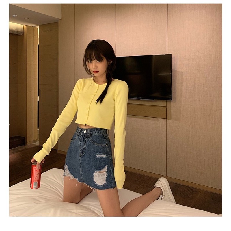 [Bigsize 32-36] Quần Váy Jeans Bigsize Rách, DÀI 46cm, Lưng Cao, Co Giãn Mạnh | BigBuy360 - bigbuy360.vn