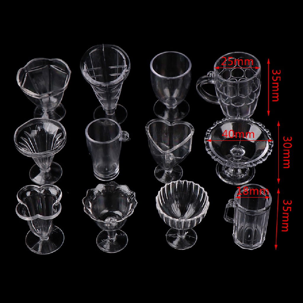Bộ 12 ly cốc mini trang trí nhà búp bê xinh xắn