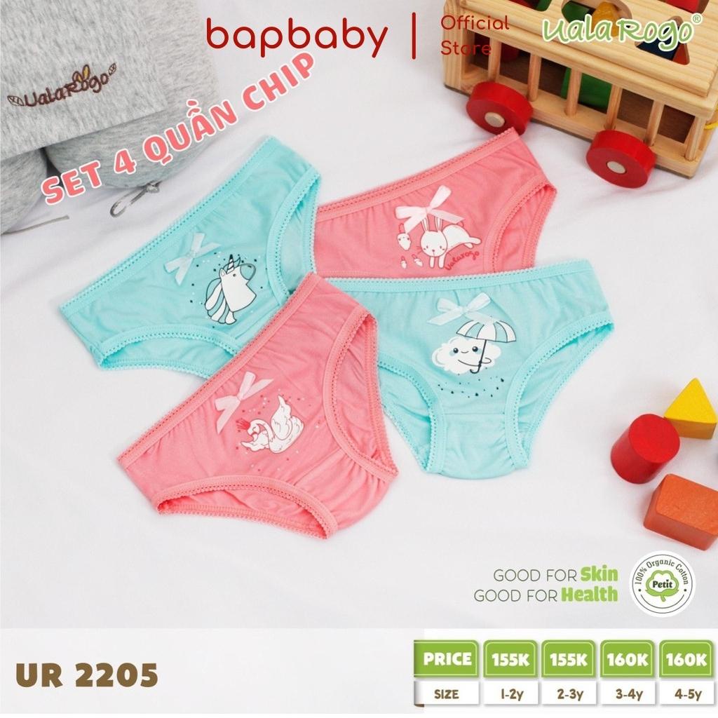 Set 4 Quần Chip Bé Gái UALA &amp; ROGO Chip Quần Tam Giác Cho Bé