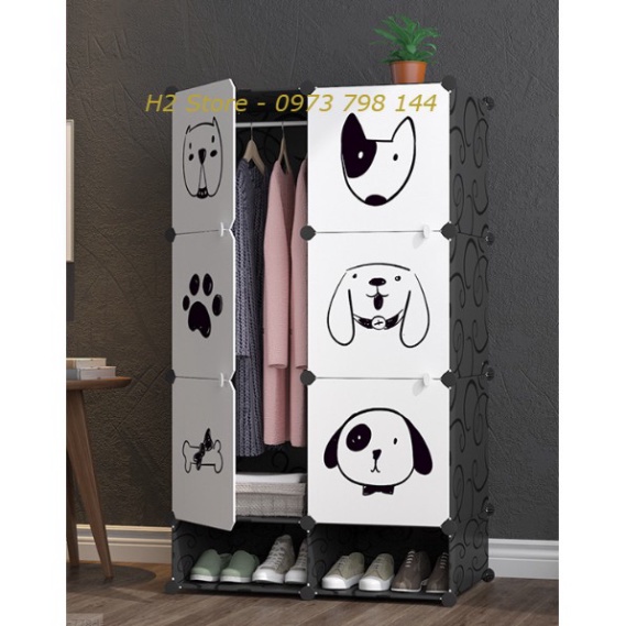 [NHIỀU MẪU] TỦ NHỰA LẮP GHÉP 6 Ô VÀ 2 Ô NHỎ VÁCH ĐEN ĐỂ ĐỒ CHO BÉ ĐA NĂNG THÔNG MINH sâu 47cm