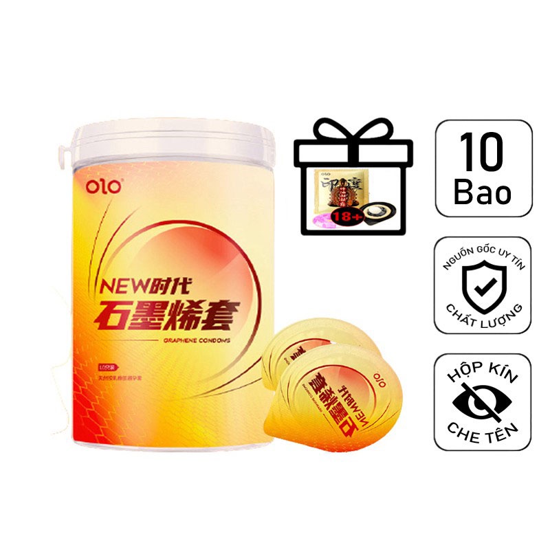 Bao Cao Su OLO 001 Graphene Siêu Mỏng Dẫn Nhiệt Bao Cao Su Kéo Dài Thời GIan Hộp 10 BCS