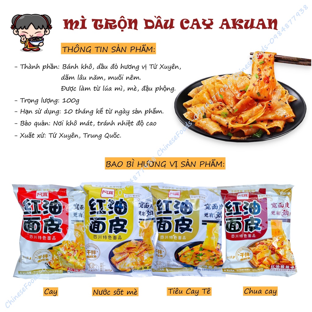 Mì Trộn Dầu Cay Tứ Xuyên AKuan, Phở Trộn Dầu Cay A Khoan