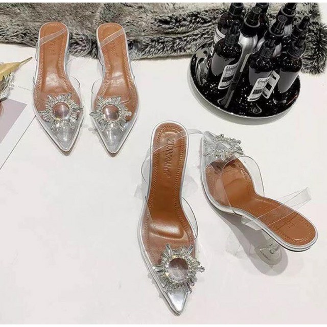 Sandal Cao Gót Quai Trong H39 đá mặt trời kín mũi và hở mũi H39 _E99 gót trụ 9cm