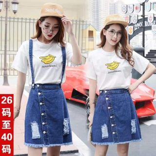 Yếm váy, váy jean, váy yếm, váy nữ, váy phong cách Hàn Quốc, váy Quảng Châu