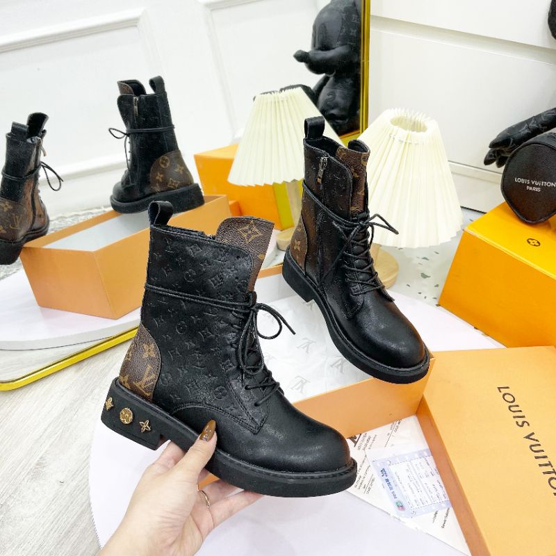 (ẢNH THẬT) Boot Chiến Binh Dây Buộc Hoạ Tiết Da Mềm Êm Fullbox Bill Tũi Hãng Cao Cấp