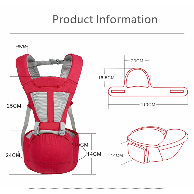 [Được chọn màu] Địu em bé có bệ ngồi chống gù lưng cho bé, đai địu mềm mại hoáng khí thích hợp với thời tiết mùa hè