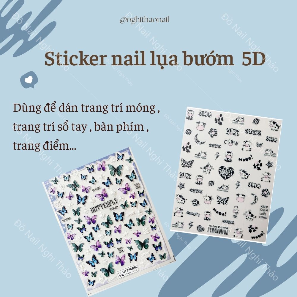 Sticker nail lụa bướm 5D
