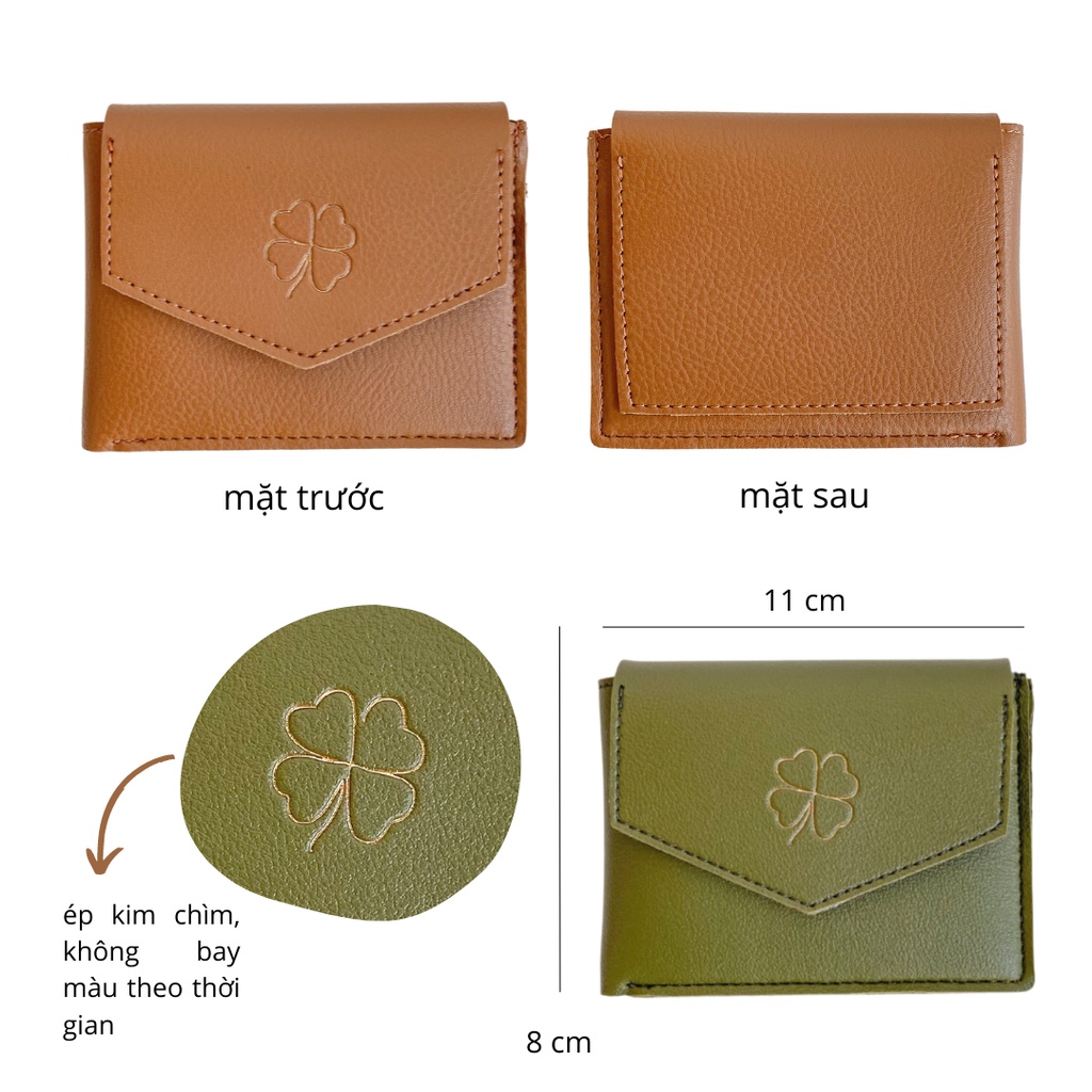 Ví cỏ 4 lá Lucky wallet da mềm nhiều ngăn by Vuông