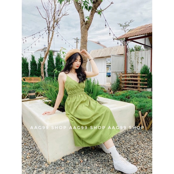 Đầm maxi dài hở lưng đi biển, maxi dây , cúp ngực -AAG99