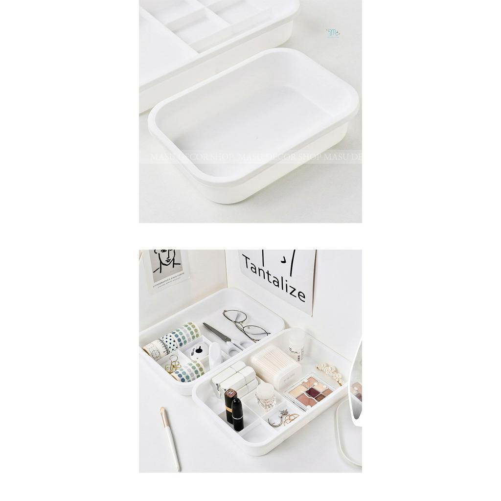Hộp Lưu Trữ Màu Trắng Nhiều Size Đựng Vật Dụng/Bút Viết/Băng Keo