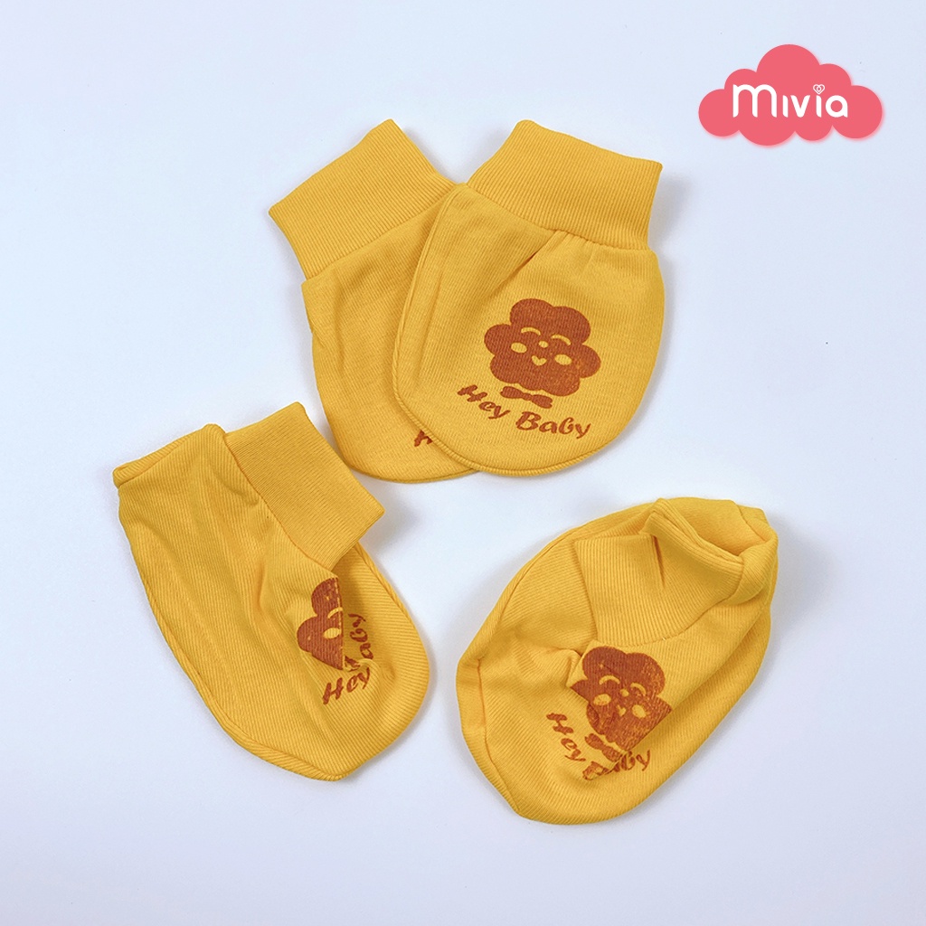 Bao tay bao chân cho bé sơ sinh, set bao tay chân cho bé Cotton