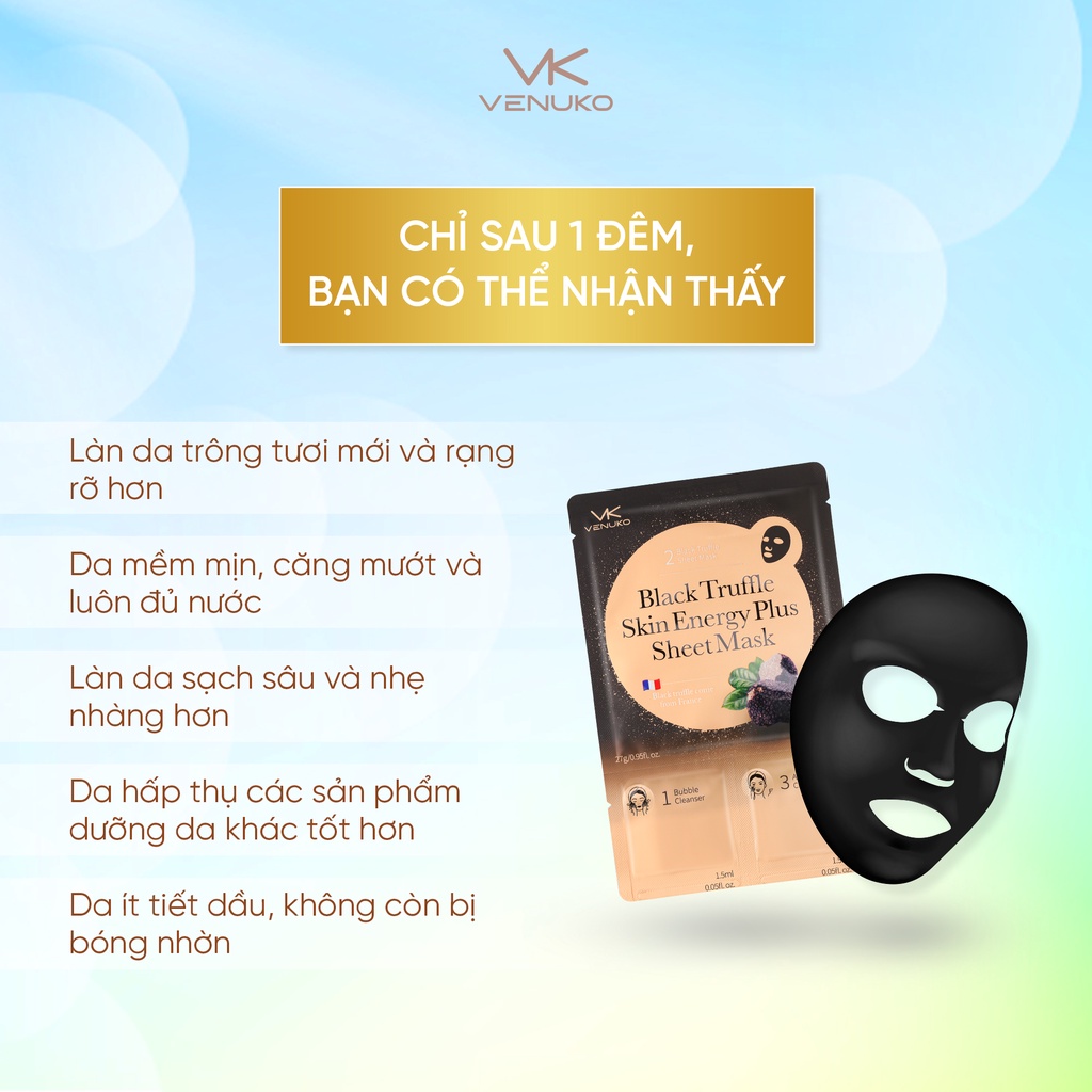 Mặt nạ 3 bước thải độc Venuko Back Truffle Skin Energy Sheet Mask 30ml