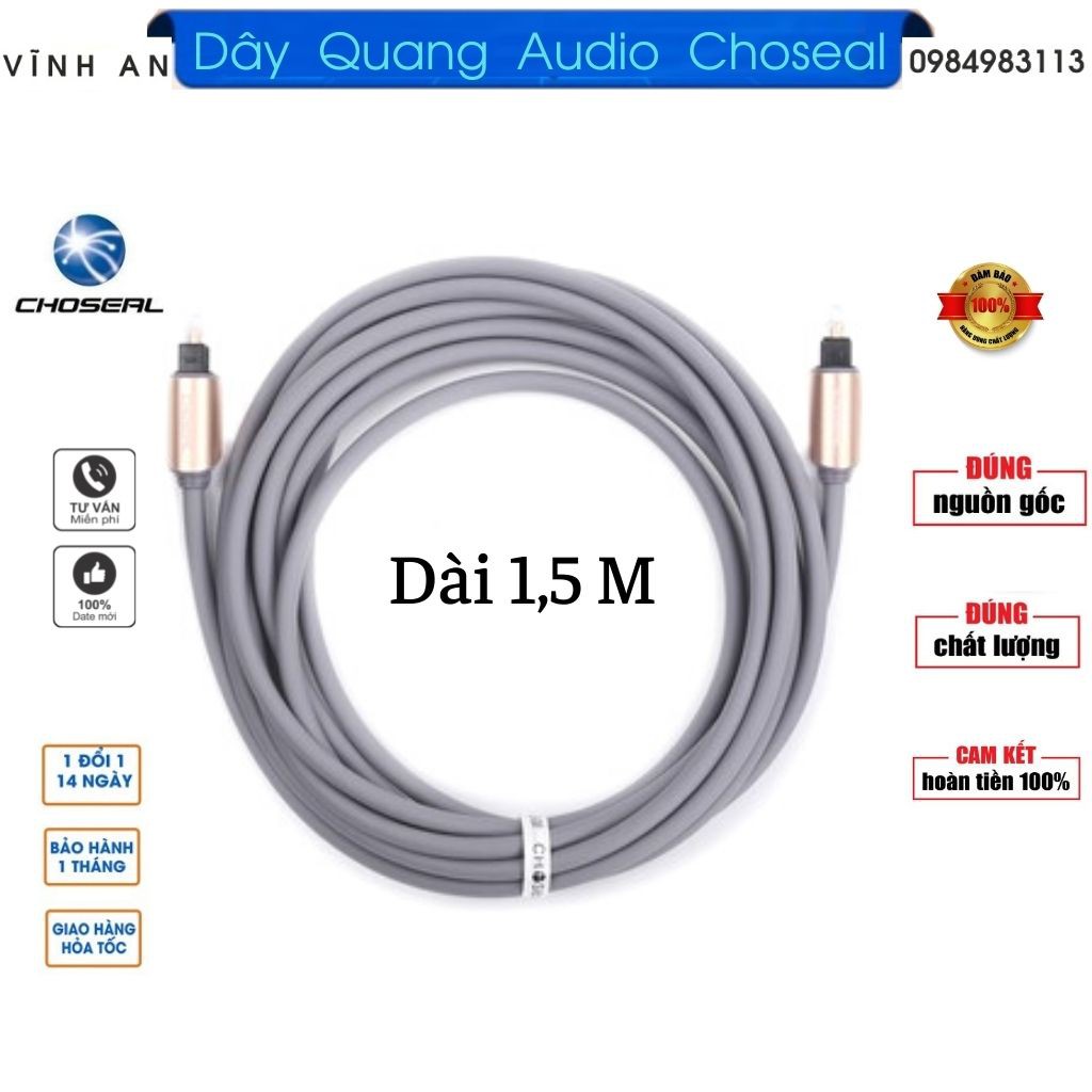 Bộ chuyển đổi âm thanh quang học optical sang AV ra audio Choseal kèm dây quang choseal 1,5M- BH 12 tháng