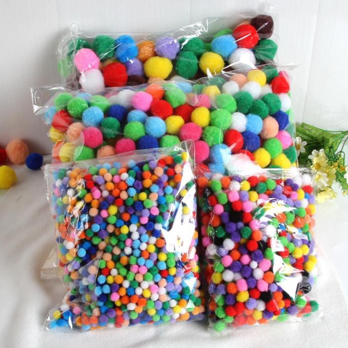 Bịch 1000 hạt pom pom 1cm 1.5cm 2.0cm 2.5cm 3.0cm học liệu giáo dục sớm Montessori SỈ POMPOM