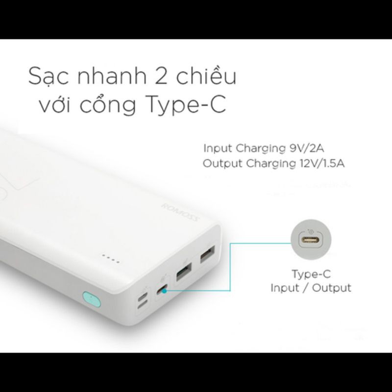 Pin Dự Phòng Romoss Sense 8+ 30.000mAh