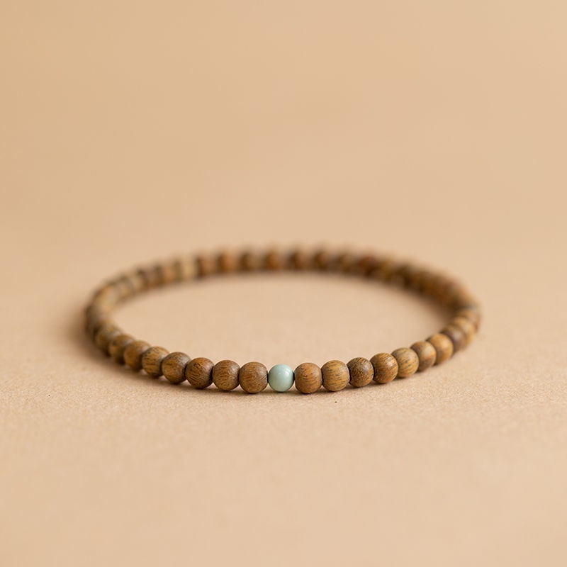 Vòng Tay Gỗ Đàn Hương Mỏng Màu Xanh Lá Phong Cách Dân Tộc Cổ Điển Cho Nữ