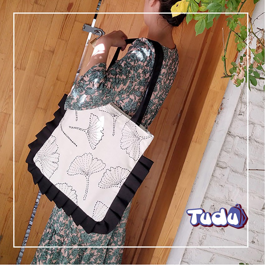 Túi Vải Canvas Tudu, Túi Tote Ulzzang Có Dây Kéo Thời Trang Hàn Quốc Đựng Đồ Tiện Dụng CN224