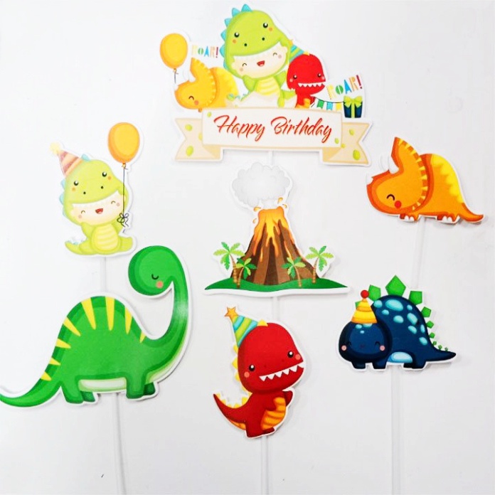 phụ kiện trang trí bánh sinh nhật [FREESHIP❤️] topper cắm khủng long