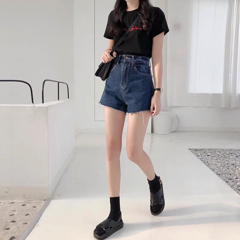 Quần Short Rách Cạp Cao_C5