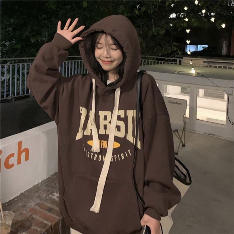 Áo Hoodie Dáng Rộng Dày Dặn Thời Trang Thu Đông Cho Nữ