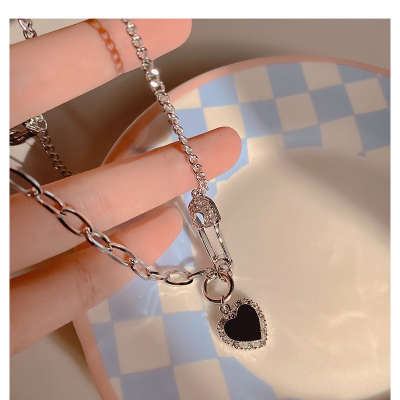 Vòng cổ Mặt Hình Trái Tim Màu Đen Phong Cách hip hop Thời Trang Mùa Hè Cao Cấp