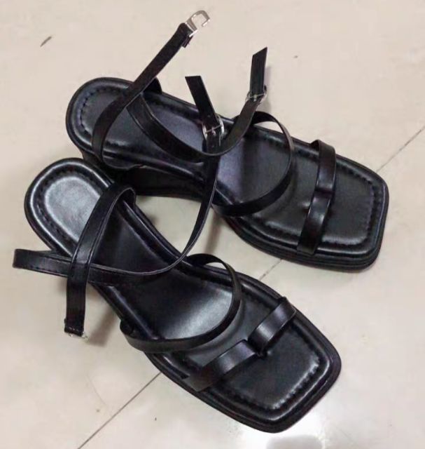 Sandal đế xuồng 7cm mũi vuông style ullzang hot 2020 có ảnh thật