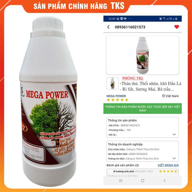 Phòng Trừ Bệnh Thán Thư, Vàng Lá, Rỉ Sắt, Phấn Trắng, Bã Trầu-MEGA POWER  Và VÔI SỮA