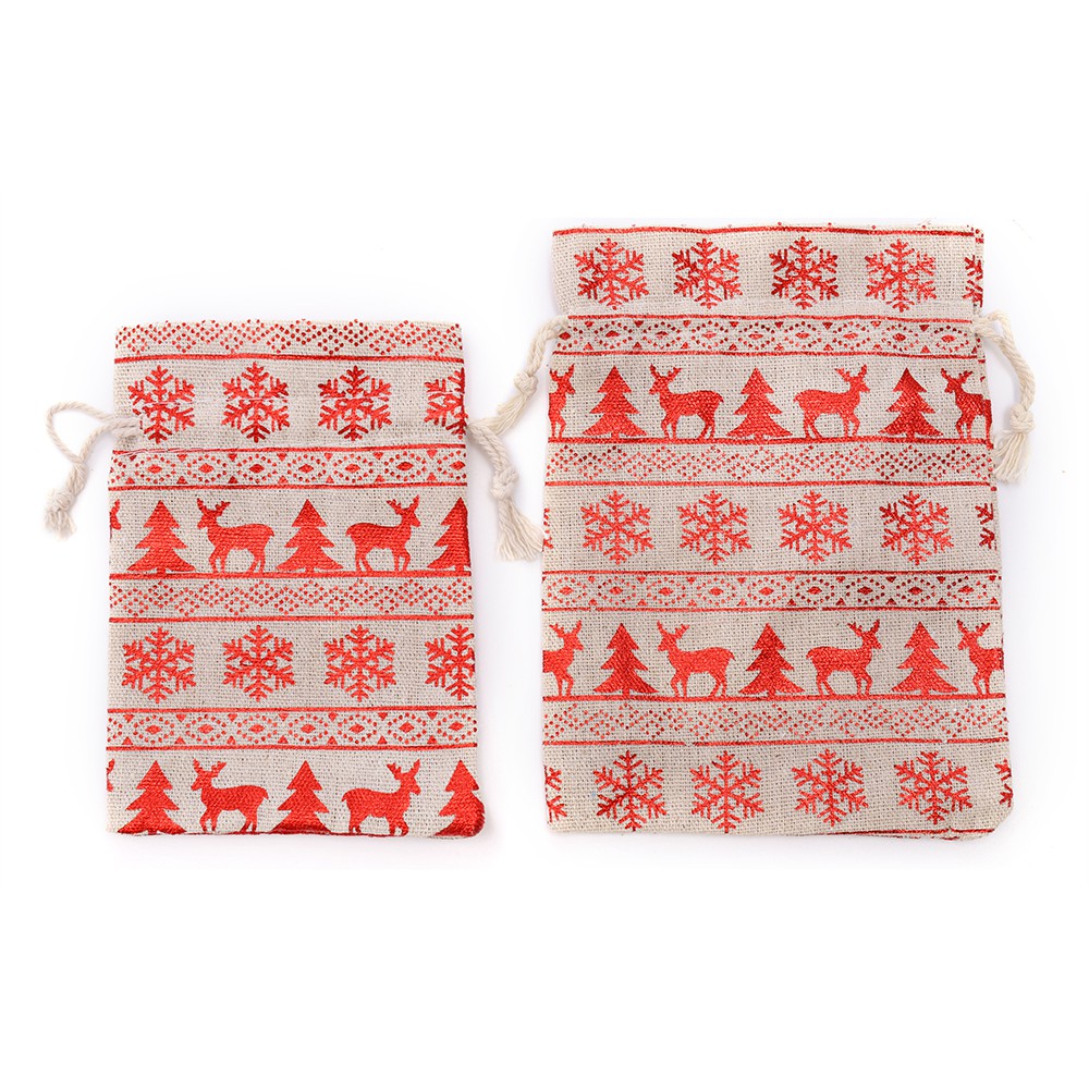 Túi rút dây đựng quà giáng sinh chất liệu lanh