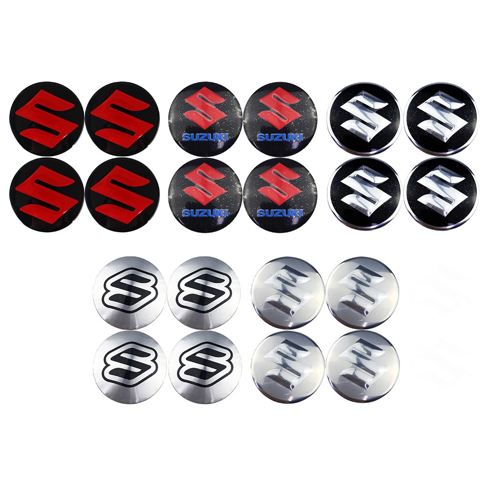 Set 4 hình dán logo giữa bánh xe hơi Suzuki chất lượng cao 56mm