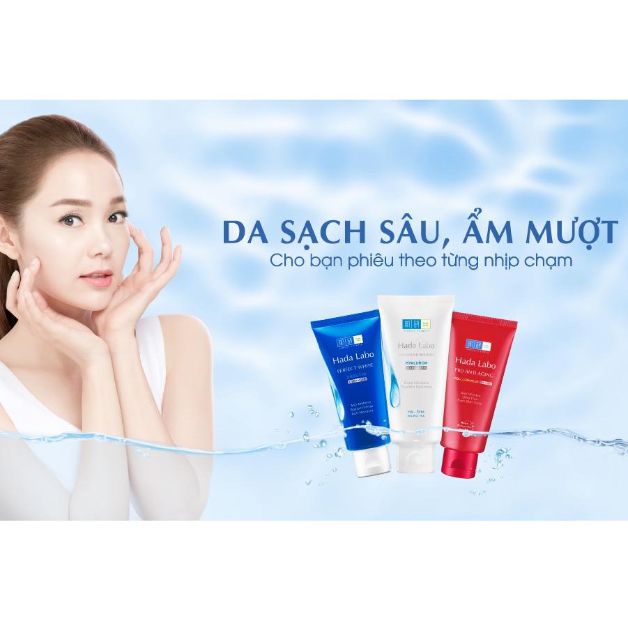 Sữa Rửa Mặt dưỡng trắng Hada Labo Perfect White/ Pro Anti Aging α Lifting/ Advanced Nourish Hyaluron Cleanser 80g