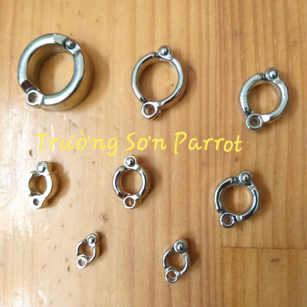 1 VÒNG CHÂN CHO VẸT DẠNG ĐÓNG MỞ đủ size (NHẪN ĐEO CHÂN cho vẹt) BẰNG INOX