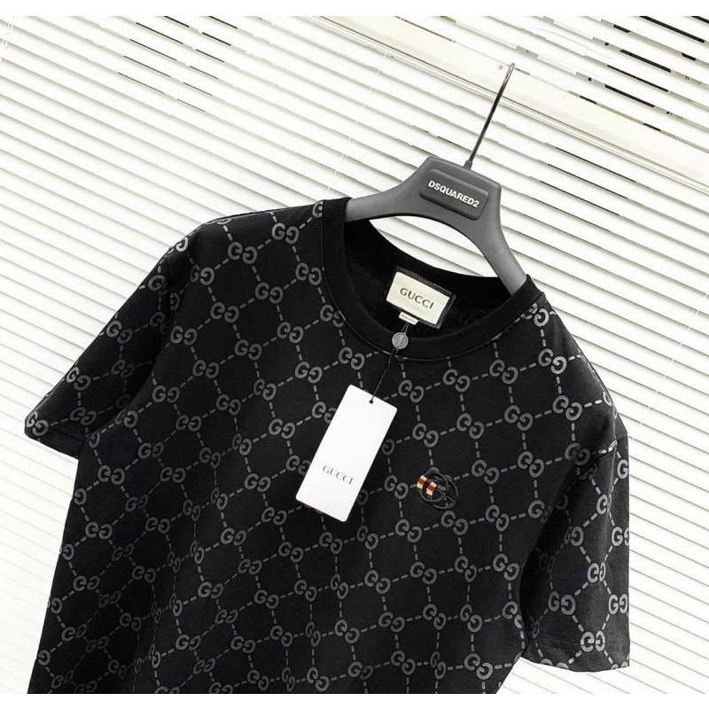 Áo phông thời trang hai mầu trắng đen có họ tiết in logo, Áo cộc tay cổ tròn phong cách giới trẻ cotton btshop từ45-75kg