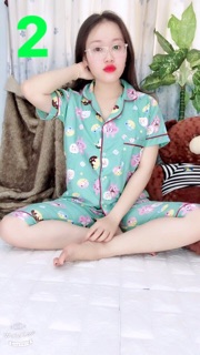 Pizama kate quần lửng full viền