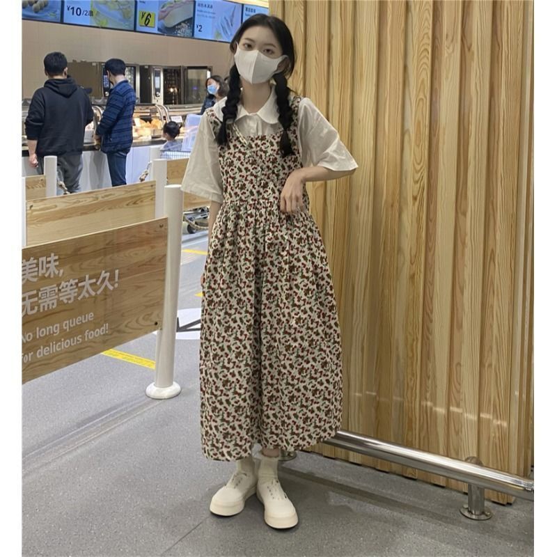 Đầm Hai Dây Dáng Chữ A Họa Tiết Cherry Thời Trang Mùa Hè Mới Cho Nữ 2021 đầm bầu váy nữ váy bé gái váy dài chân váy dài váy nữ chân váy dài