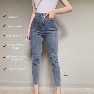Quần Jean Nữ Lưng Cao Túi Trước 2 cúc (Hình Thật )