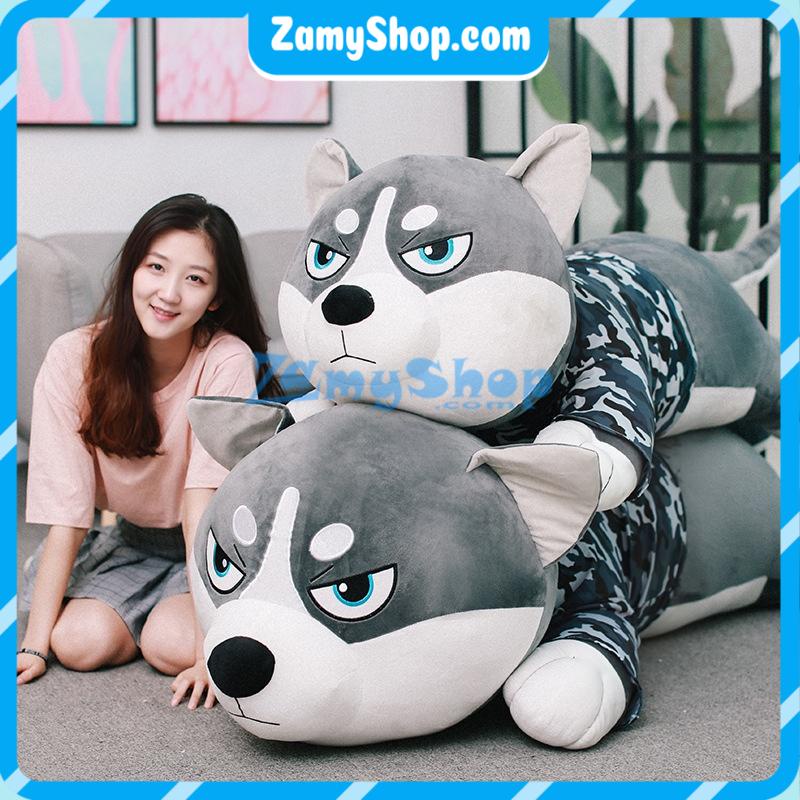 Gấu bông chó Husky chó Ngáo thú nhồi bông siêu to khổng lồ mềm mịn [Rẻ vô địch]
