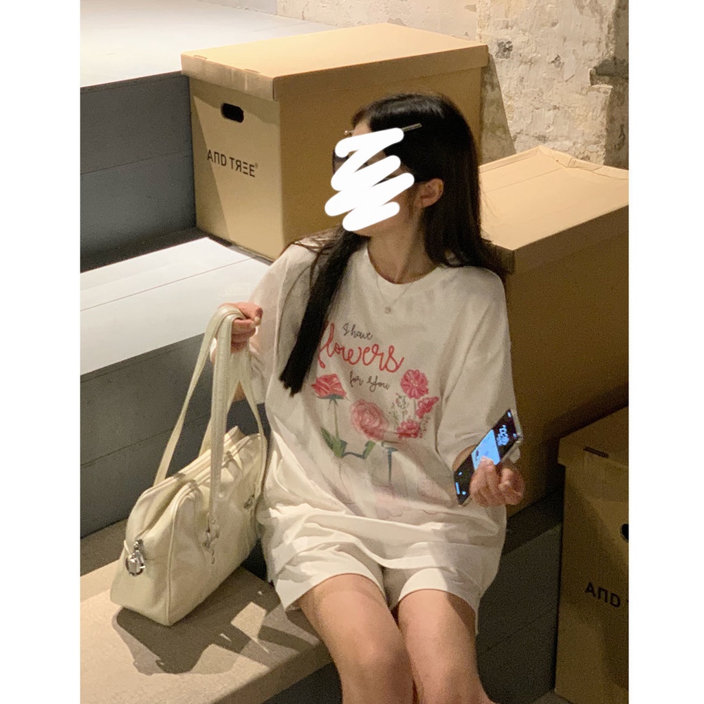 Áo Thun Lửng Tay Ngắn Dáng Rộng Phong Cách Hàn Quốc Thời Trang Cho Nữ