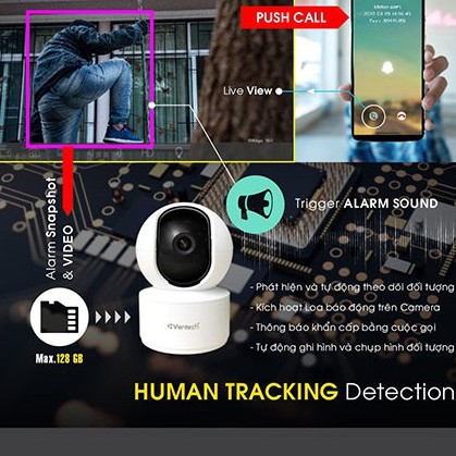 Camera wifi 360 an ninh đàm thoại 2 chiều VANTECH 4MP AI-V2010C tặng kèm đế camera