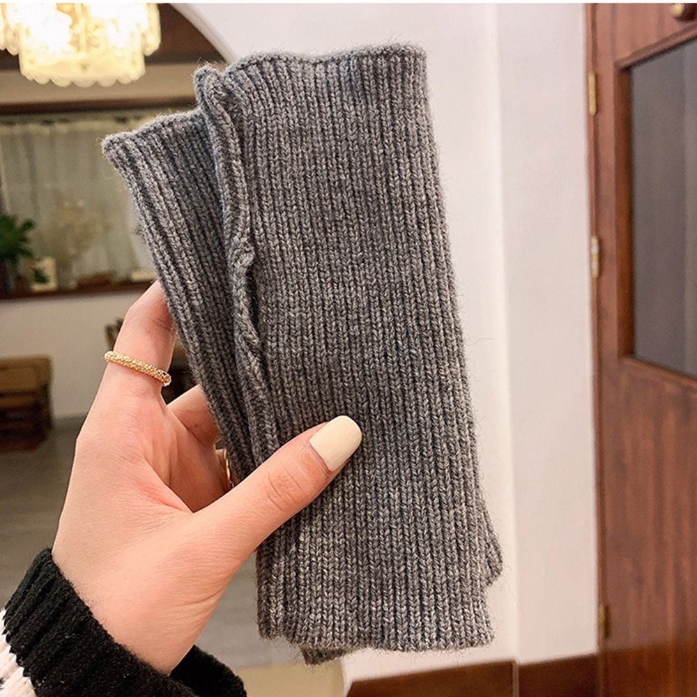 Găng tay nhung hở ngón mềm mại co giãn thoáng khí màu trơn thời trang cho nữ