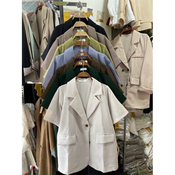 Áo Blazer - Vest cộc tay dáng thụng Hàn Quốc Vintage 2 cúc - SHOP THƠM PHẠM