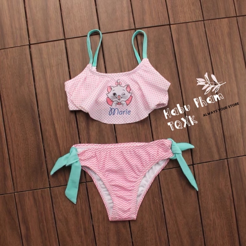 Bộ bikini dư sịn Bé Gái 2&amp;3tuổi hoạ tiết Mèo tqxk