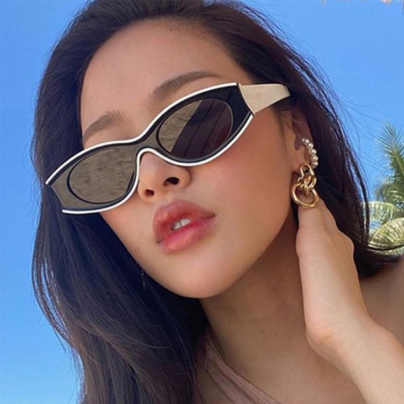 Kính Mát Mắt Mèo Gọng Oval Thời Trang Cho Nữ