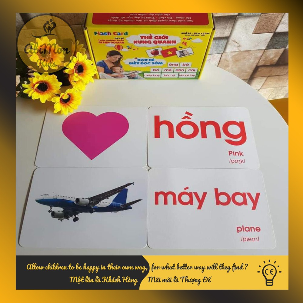 Bộ Thẻ Flashcards khổ A5 (size to nhất) ☘️ Học Tiếng Anh Cho Bé ✨ (Đồ chơi Gỗ - Giáo Dục - An toàn - Thông minh)