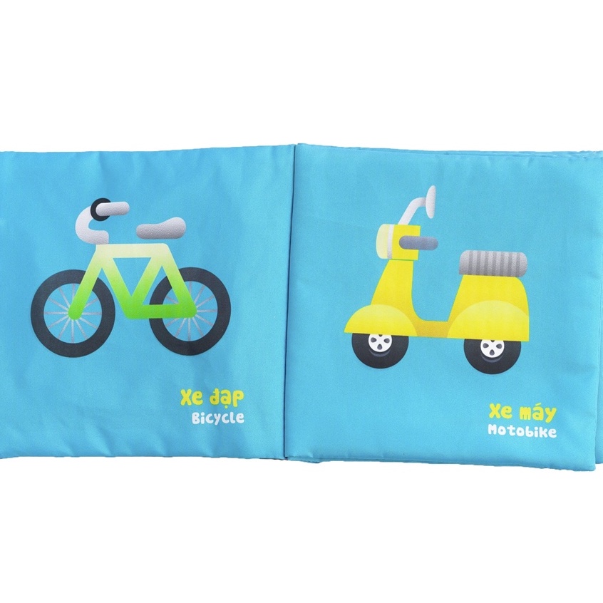 Đồ Chơi Giáo Dục Sớm Sách Vải Phương Tiện Giao Thông - Cho Bé Phát Triển Đa Giác Quan - Lalala baby