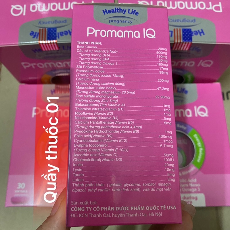 Vitamin cho Mẹ Bầu Promama IQ- Hộp 30 viên bổ sung vitamin và dưỡng chất cần thiết cho phụ nữ mang thai